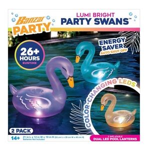 Lumi Bright Party Swans - Color-Changing LED Pool Lanterns